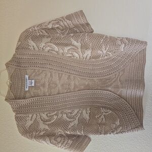 Open-Front Beige Knit Shrug/Cardigan